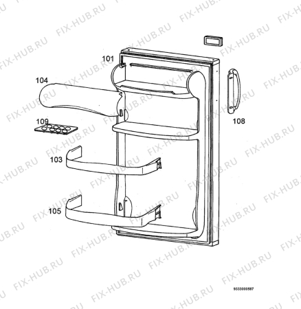 Взрыв-схема холодильника Frigidaire RT154S - Схема узла Door 003